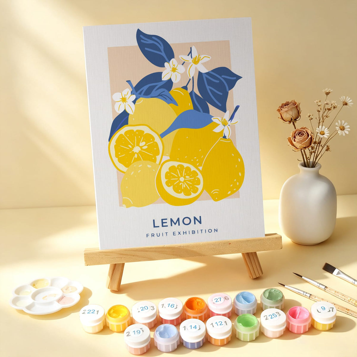 Mini Paint by Numbers Kit - Lemon Dolce ｜6 Canvas Panels