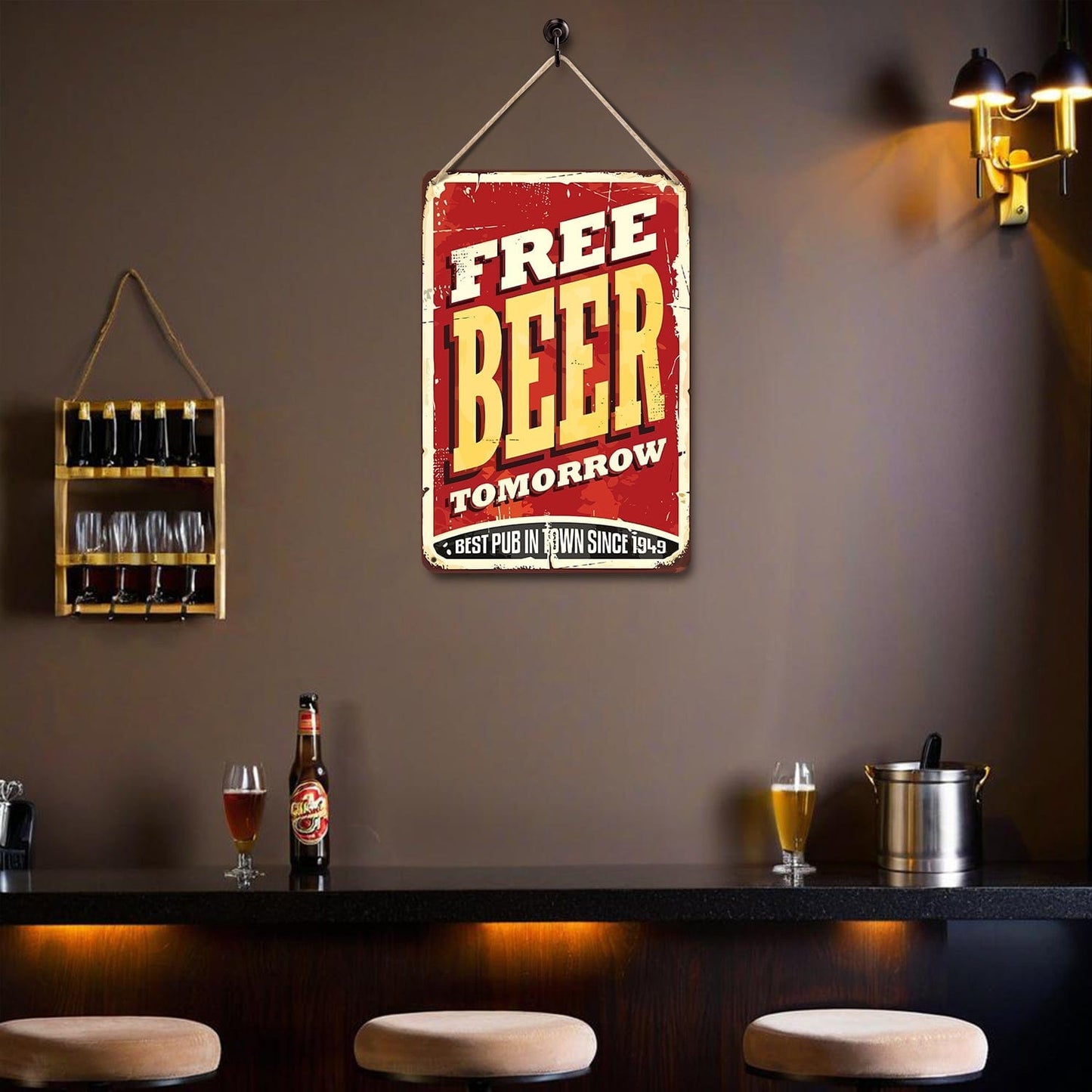 ColourMost™ Metal Bar/Posters Art Paint By Numbers- Free Beer Tomorrow #14 (20x30cm /7.8"x11.8"）