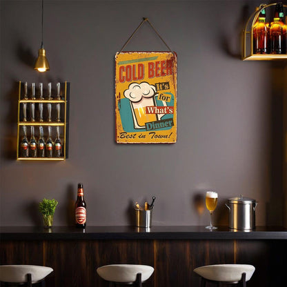 ColourMost™ Metal Bar/Posters Art Paint By Numbers- Cold Beer for Dinner #09 (20x30cm /7.8"x11.8"）