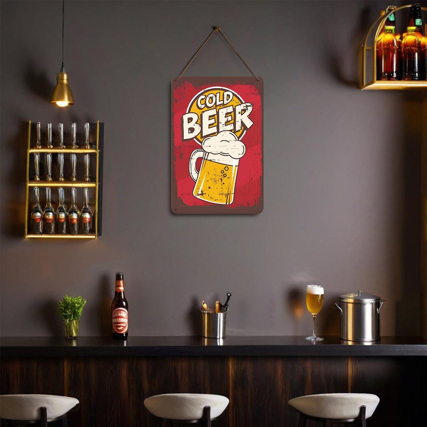ColourMost™ Metal Bar/Posters Art Paint By Numbers- Cold Beer Classic  #06(20x30cm /7.8"x11.8"）
