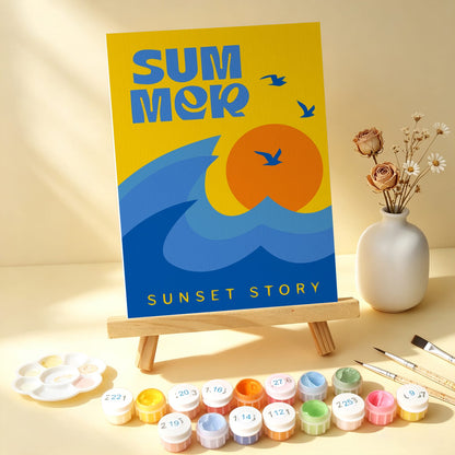 Mini Paint by Numbers Kit - Endless Summer ｜6 Canvas Panels