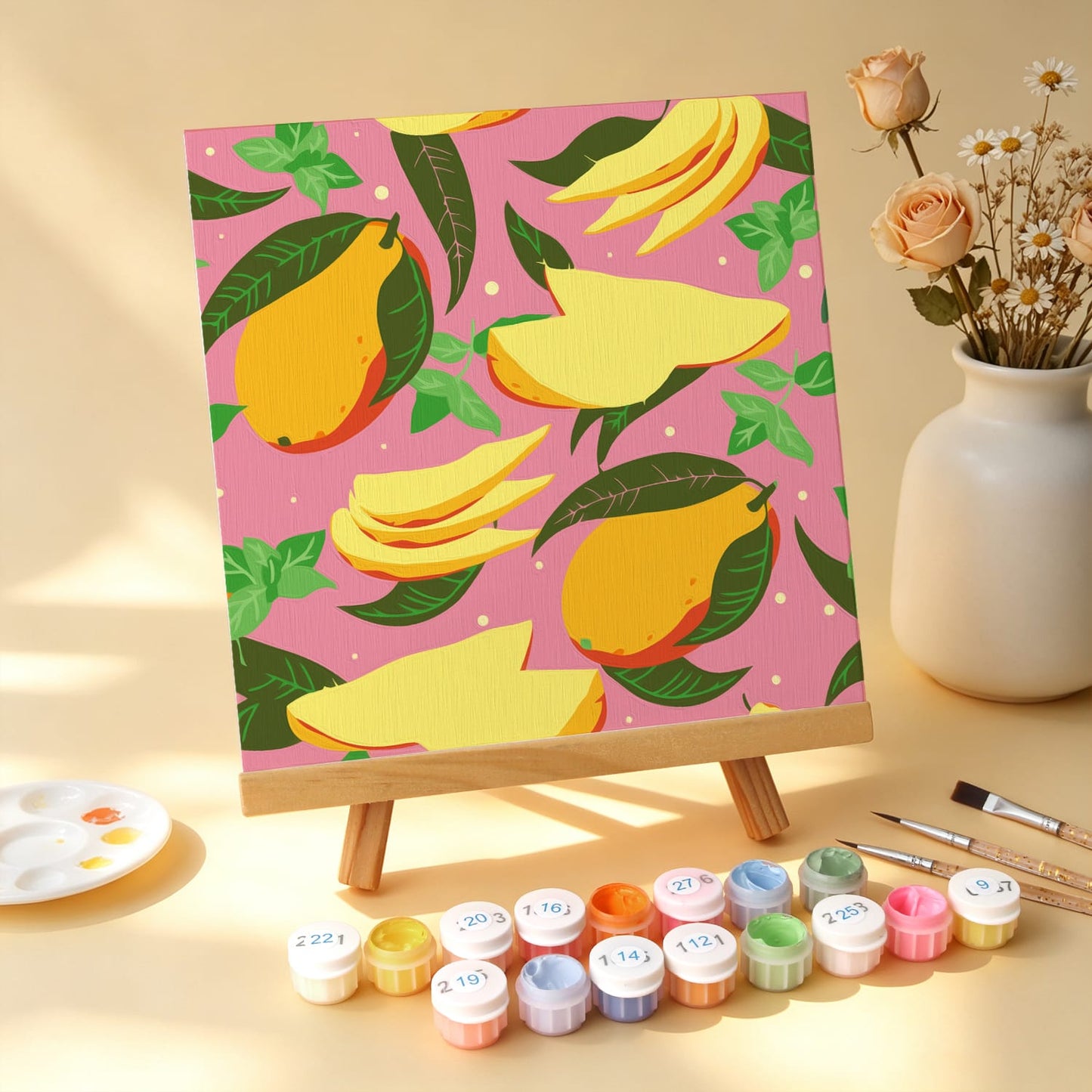 Mini Paint by Numbers Kit - Fruitful Blooms ｜6 Canvas Panels