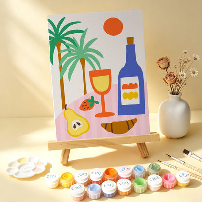 Mini Paint by Numbers Kit - Fruit & Fun ｜6 Canvas Panels