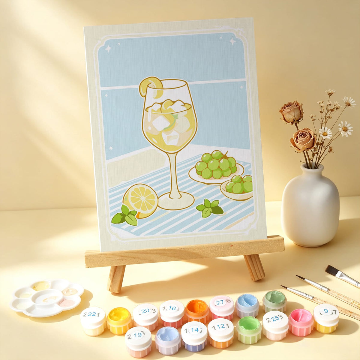 Mini Paint by Numbers Kit - Sip & Chill ｜6 Canvas Panels
