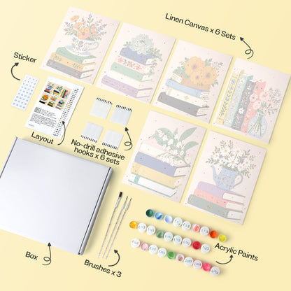 Mini Paint by Numbers Kit – Bloom & Books | 6 Canvas Panels