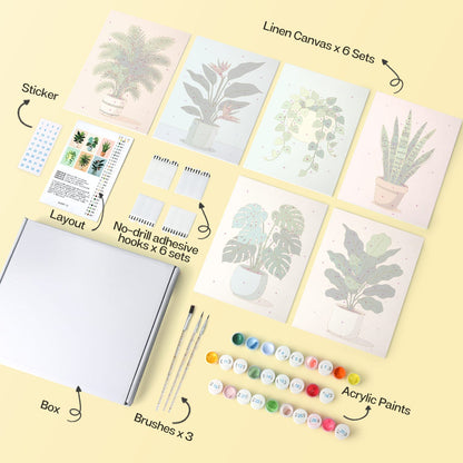 Mini Paint by Numbers Kit - Green Haven ｜6 Canvas Panels