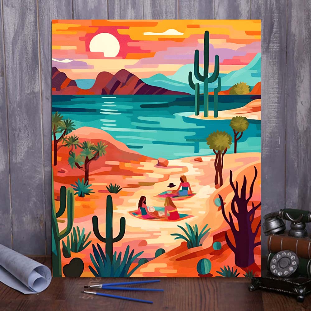 "Vivid Deserts" Series by ColourMost™ #14 - 'Fantasy Oasis' | Original Paint by Numbers