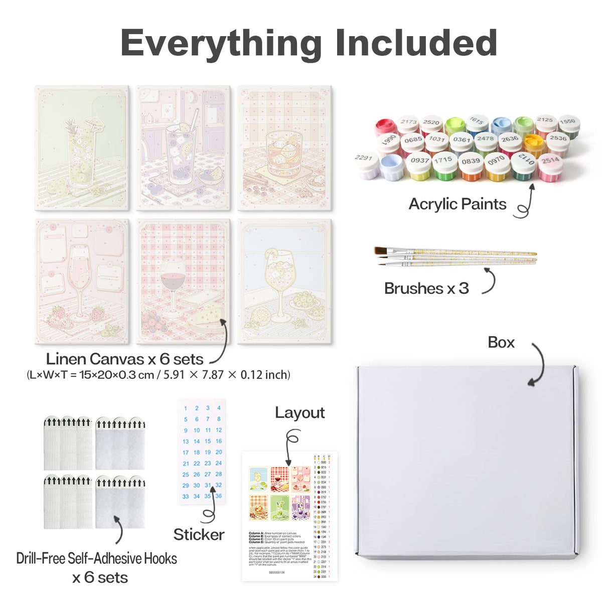 Mini Paint by Numbers Kit - Sip & Chill ｜6 Canvas Panels