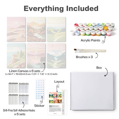 Mini Paint by Numbers Kit - Wander & Wonder ｜6 Canvas Panels