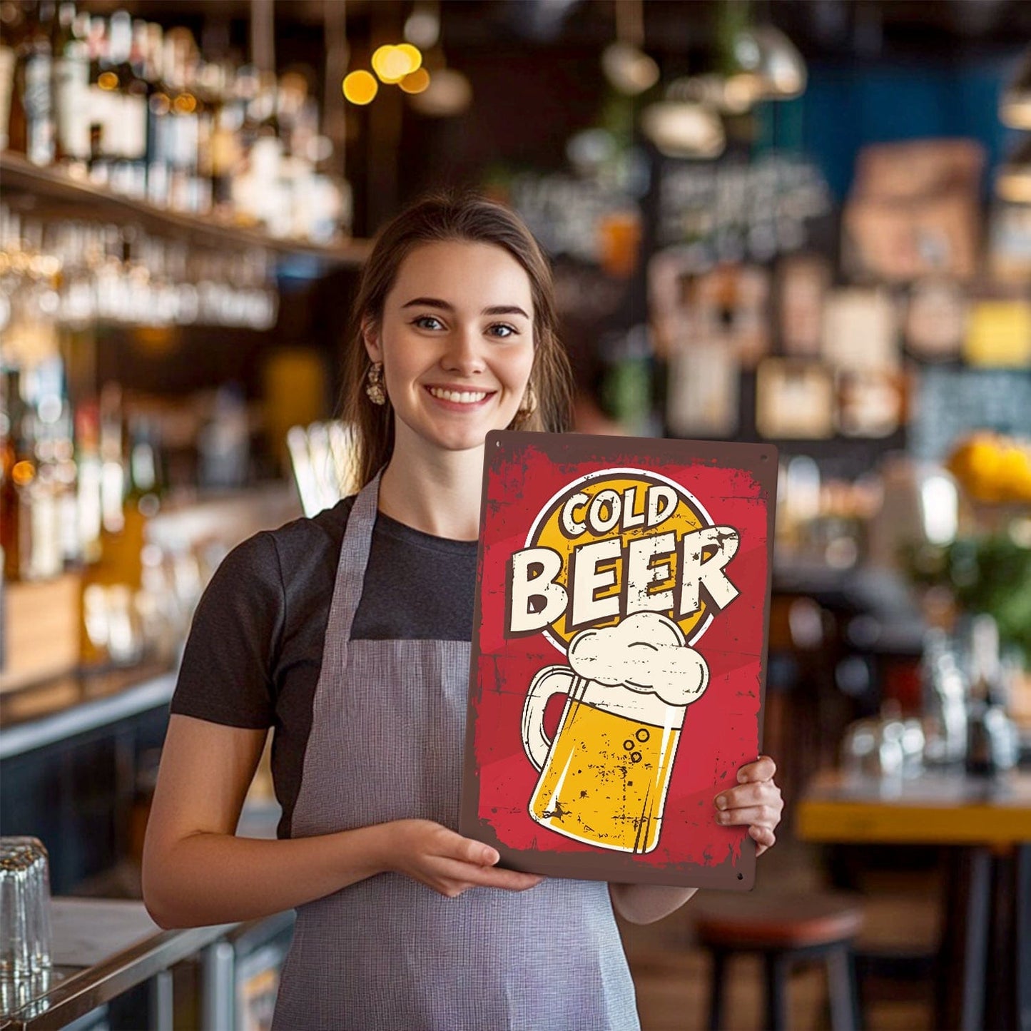 ColourMost™ Metal Bar/Posters Art Paint By Numbers- Cold Beer Classic  #06(20x30cm /7.8"x11.8"）