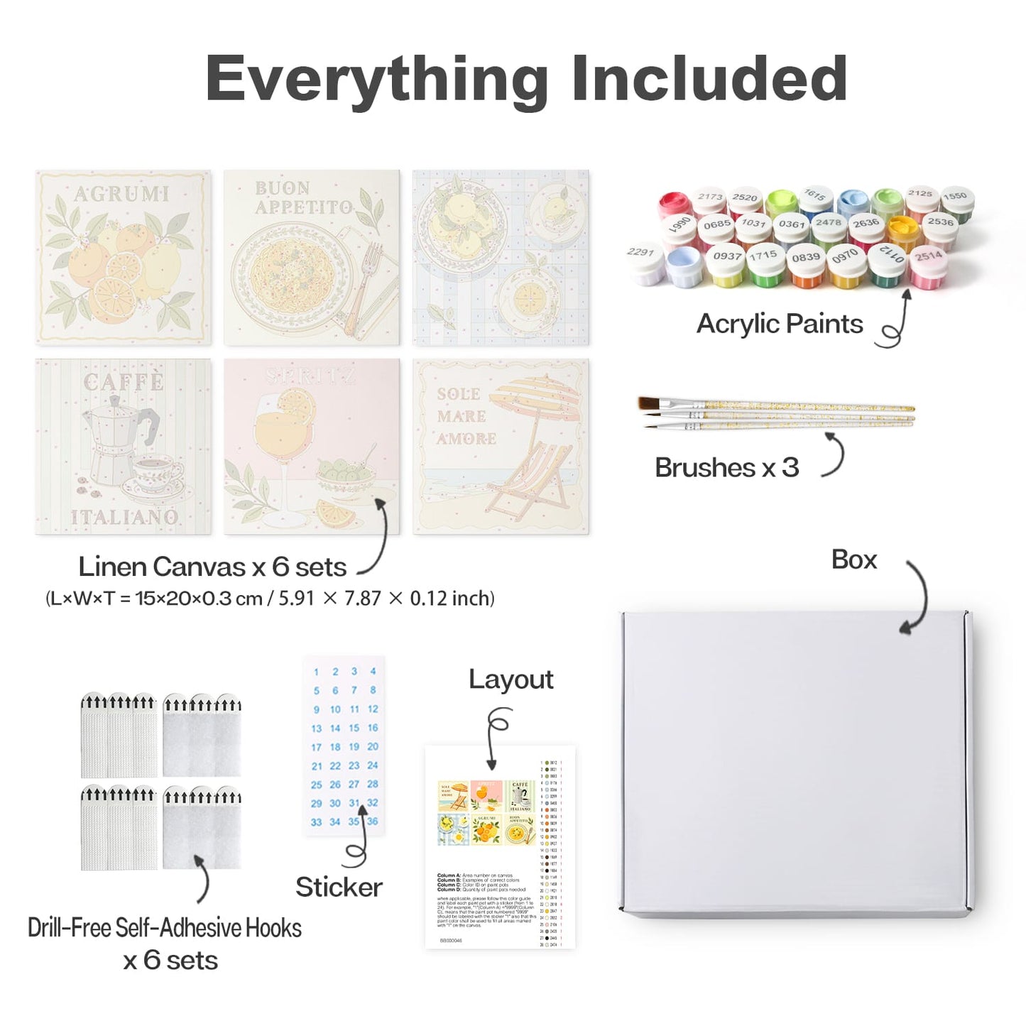 Mini Paint by Numbers Kit - La Dolce Vita ｜6 Canvas Panels