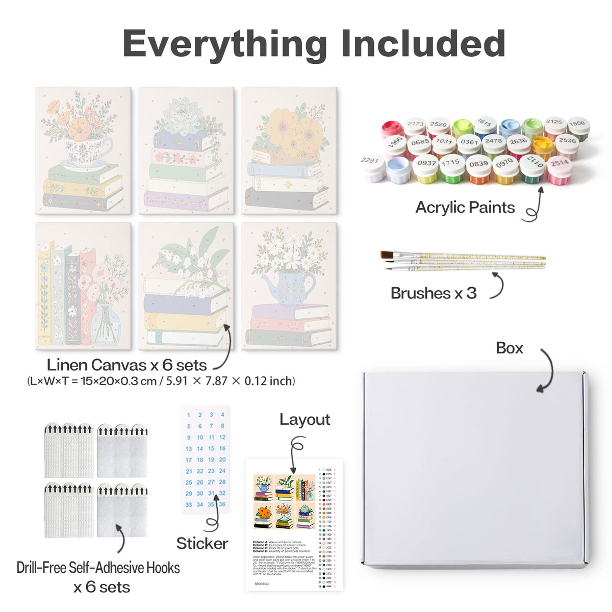 Mini Paint by Numbers Kit – Bloom & Books | 6 Canvas Panels