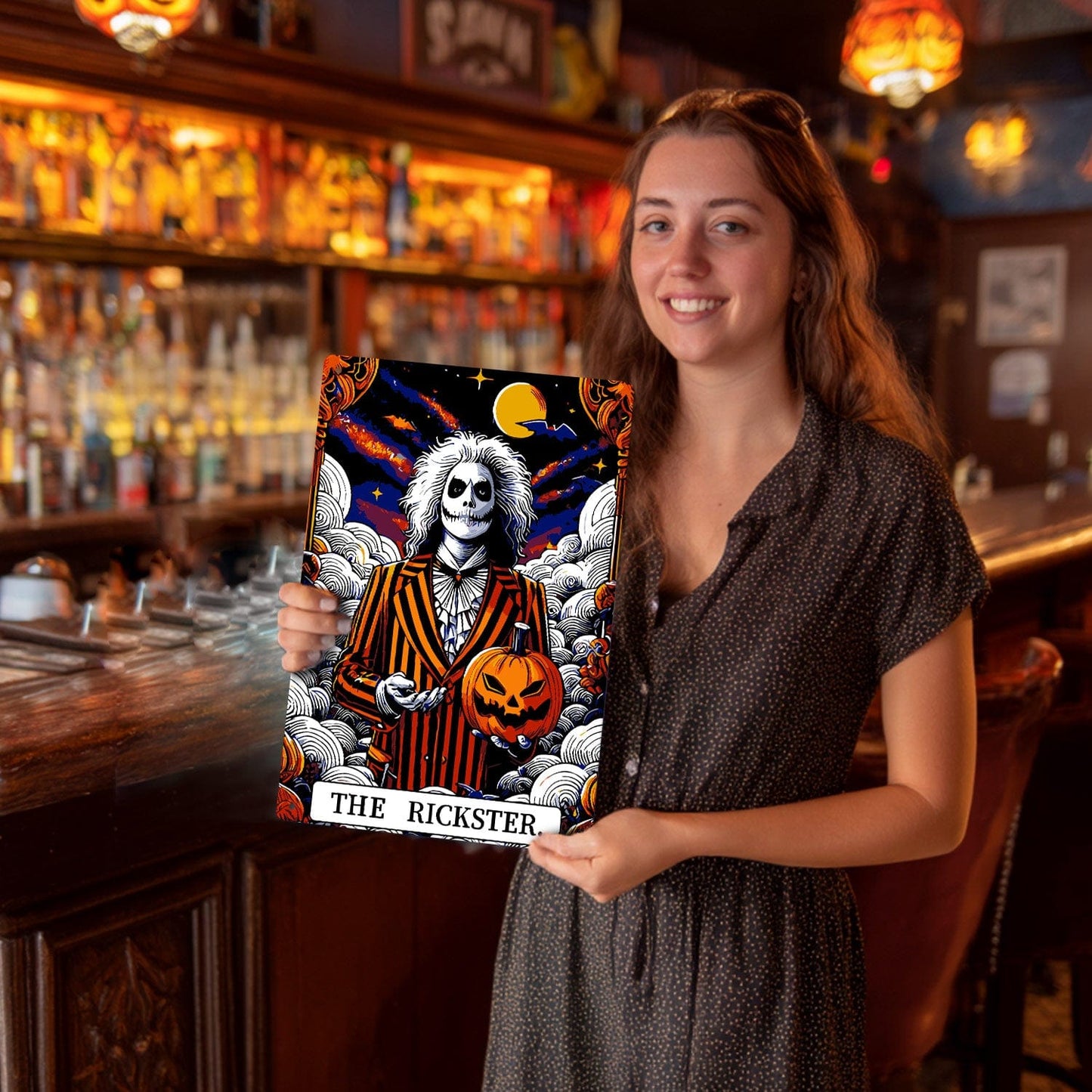 ColourMost™ Metal Bar/Posters Art Paint By Numbers- Halloween Skeleton #23 (20x30cm /7.8"x11.8"）