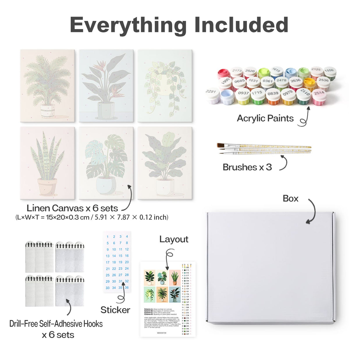 Mini Paint by Numbers Kit - Green Haven ｜6 Canvas Panels