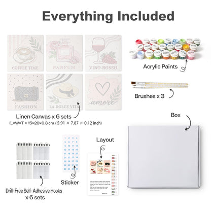 Mini Paint by Numbers Kit - Chic Moments ｜6 Canvas Panels