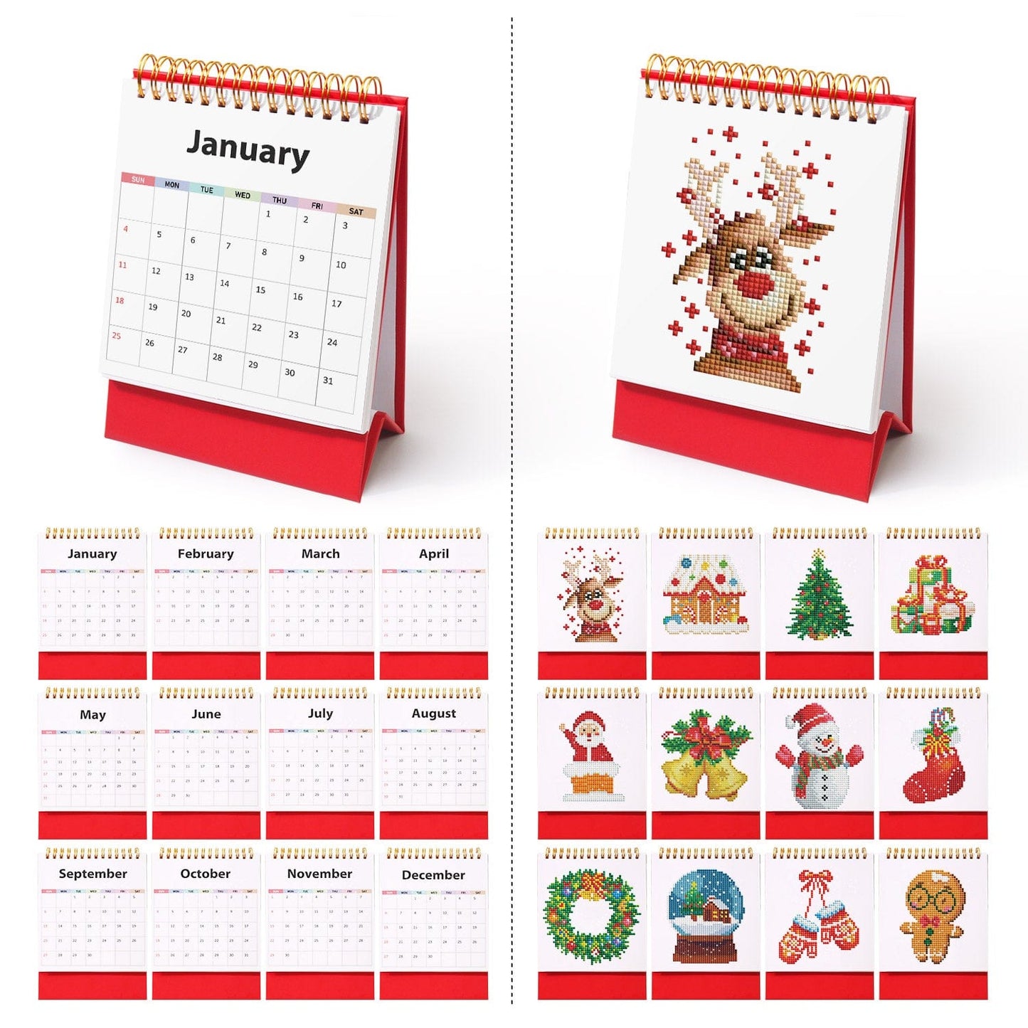 ColourMost™ 2026 Desk Calendar Series – Christmas /Diamond Painting(17cm x 15cm)