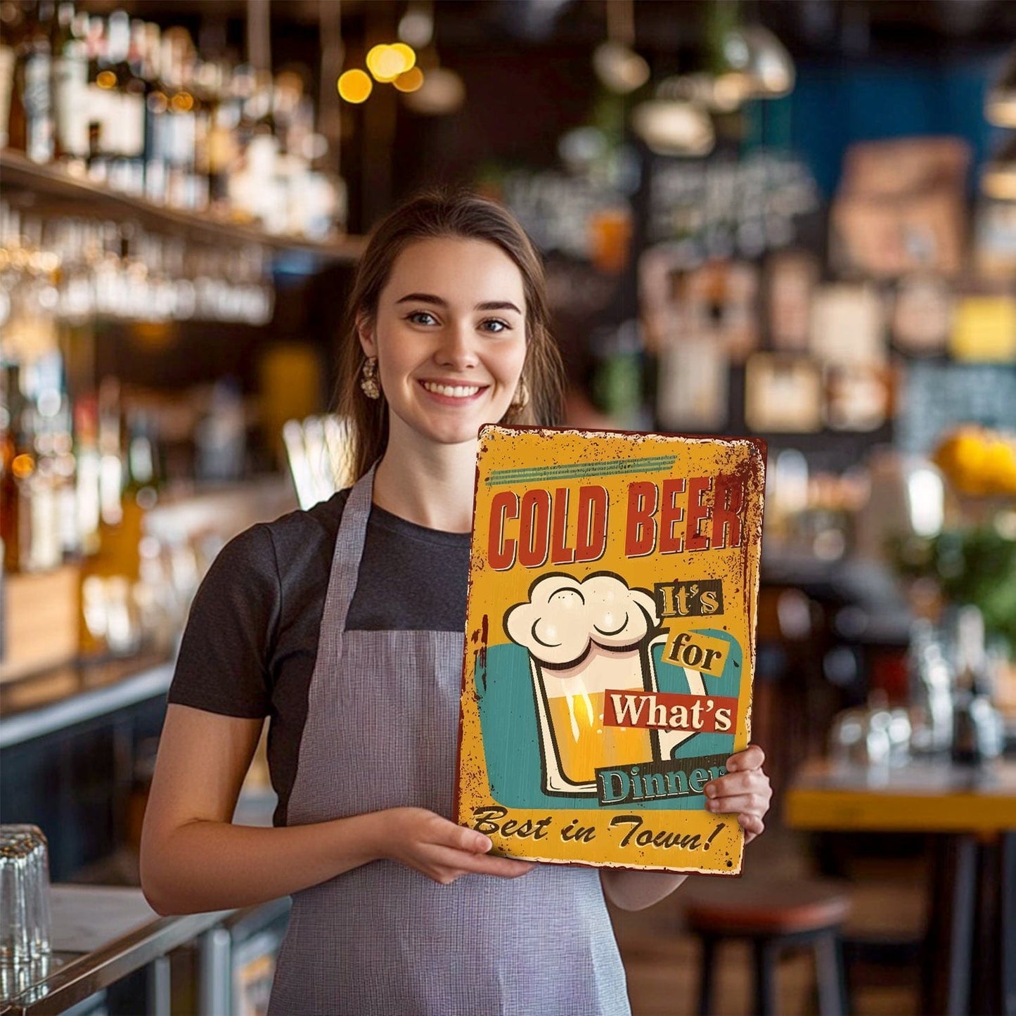 ColourMost™ Metal Bar/Posters Art Paint By Numbers- Cold Beer for Dinner #09 (20x30cm /7.8"x11.8"）