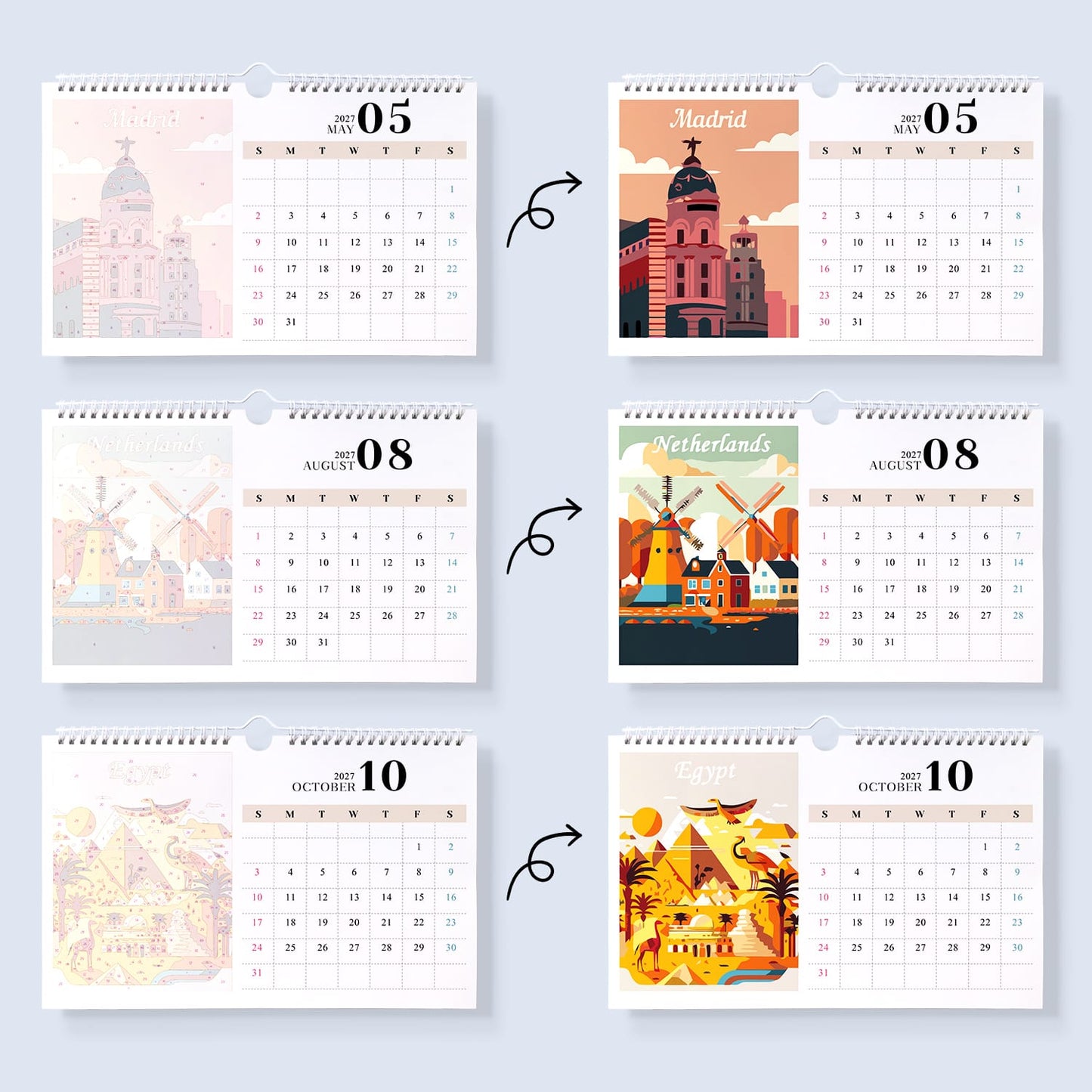 ColourMost™ 2027 Calendar Series – World Scenic Spots / Paint by Numbers(28.3cm x 21cm)