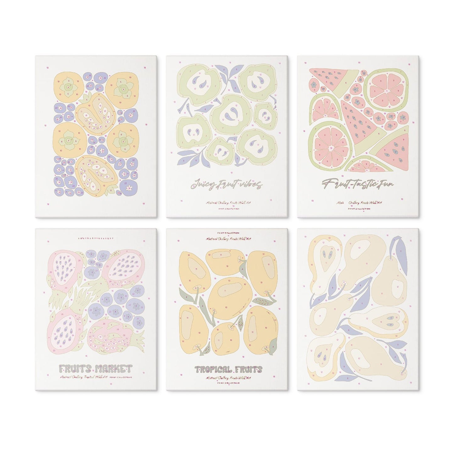 Mini Paint by Numbers Kit – Fruity Vibes | 6 Canvas Panels