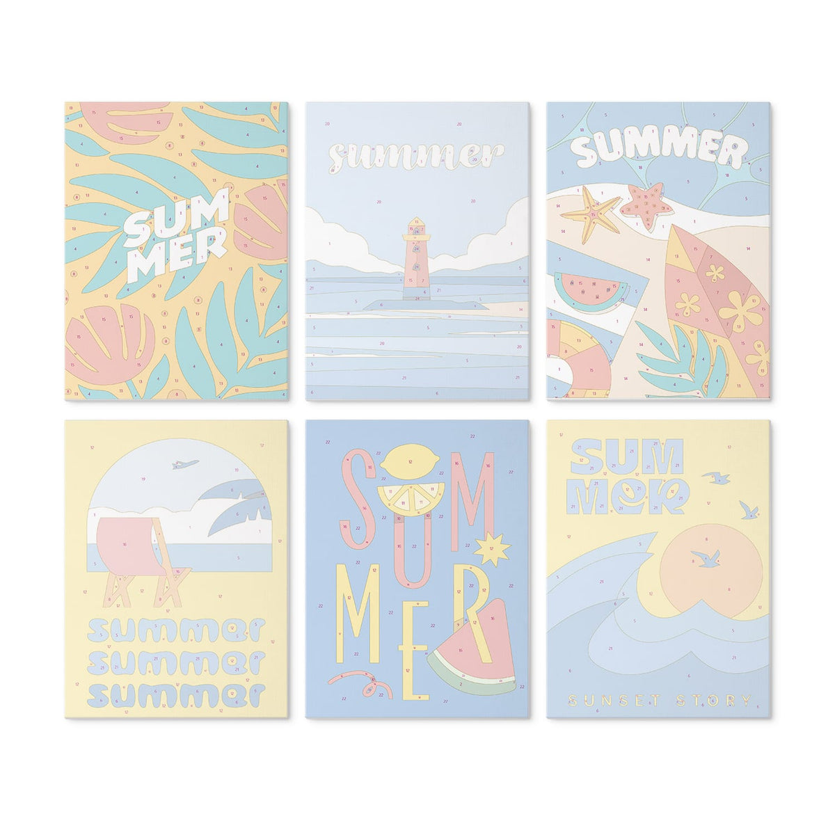Mini Paint by Numbers Kit - Endless Summer ｜6 Canvas Panels