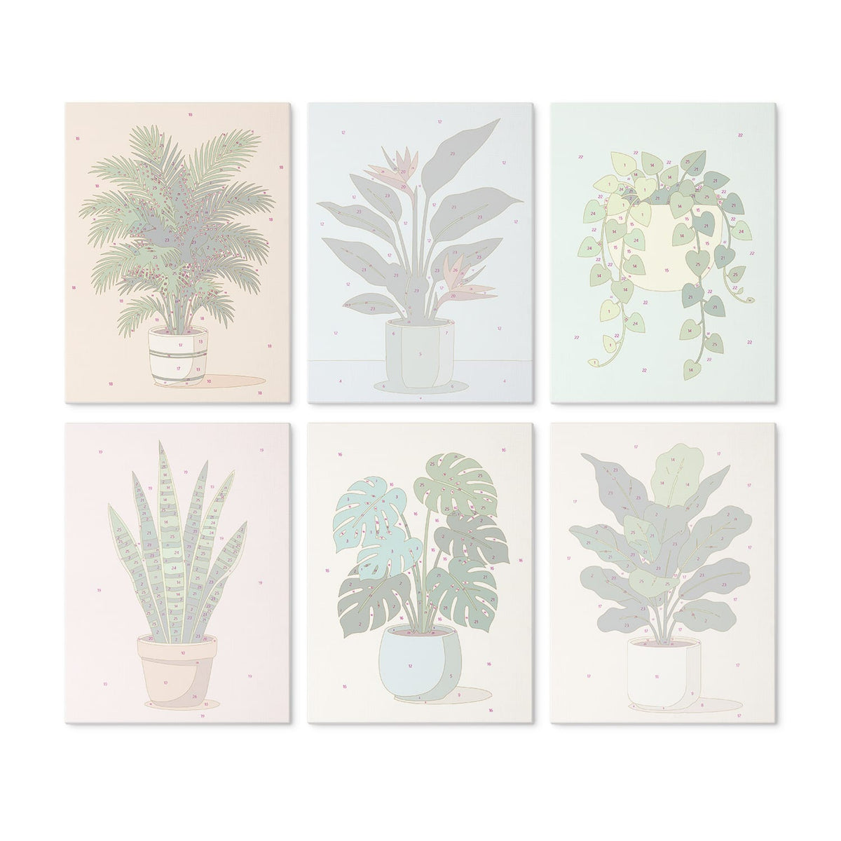 Mini Paint by Numbers Kit - Green Haven ｜6 Canvas Panels