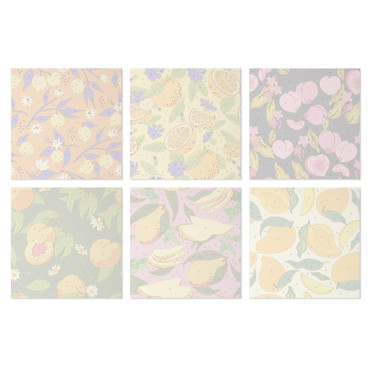 Mini Paint by Numbers Kit - Fruitful Blooms ｜6 Canvas Panels