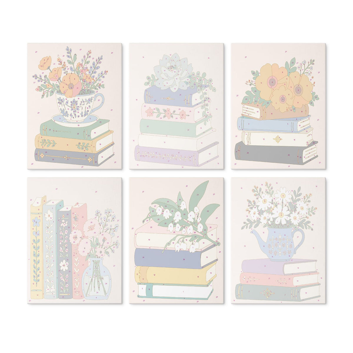 Mini Paint by Numbers Kit – Bloom & Books | 6 Canvas Panels