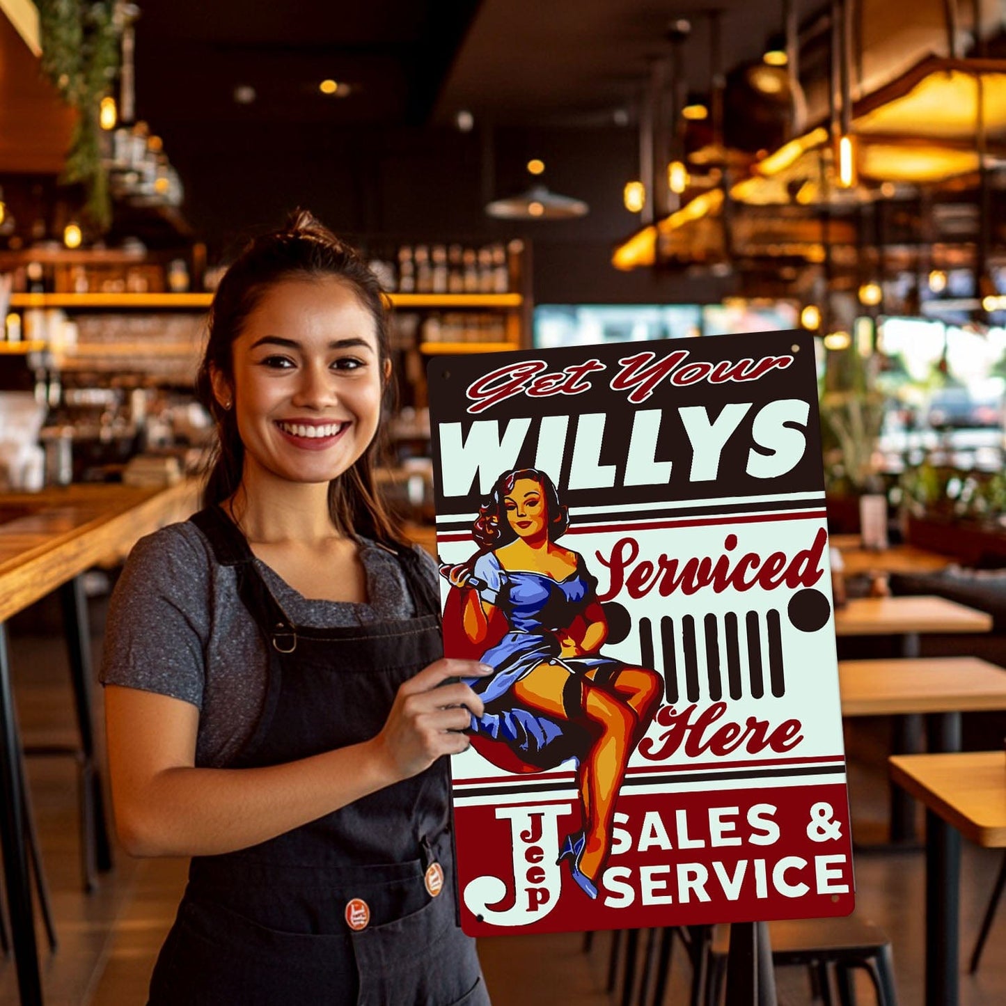 ColourMost™ Metal Bar/Posters Art Paint By Numbers- Get Your Willys Serviced #21 (20x30cm /7.8"x11.8"）