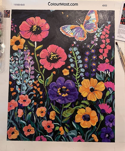 Midnight Garden – Paint by Numbers Kit for Adults | Colorful Floral DIY Canvas