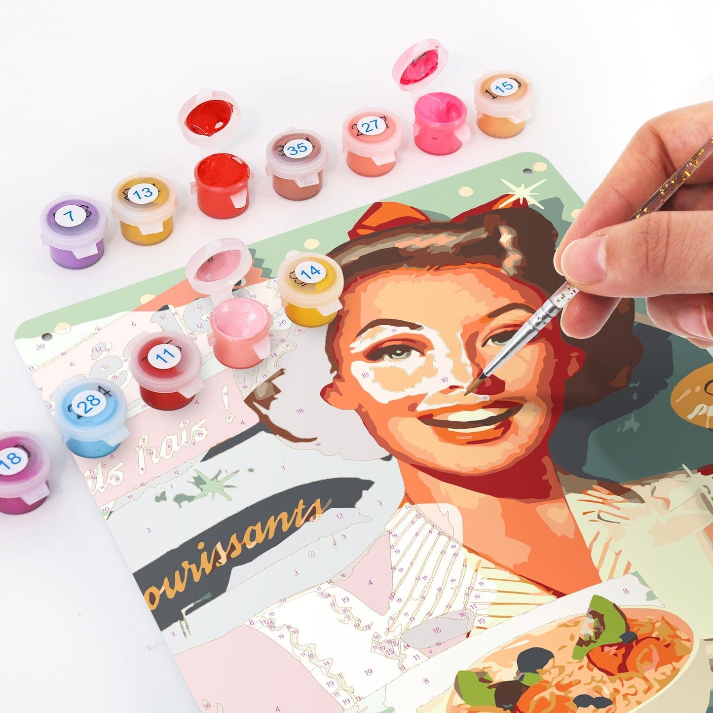 ColourMost™ Metal Bar/Posters Art Paint By Numbers- Vintage Breakfast Lady #18 (20x30cm /7.8"x11.8"）