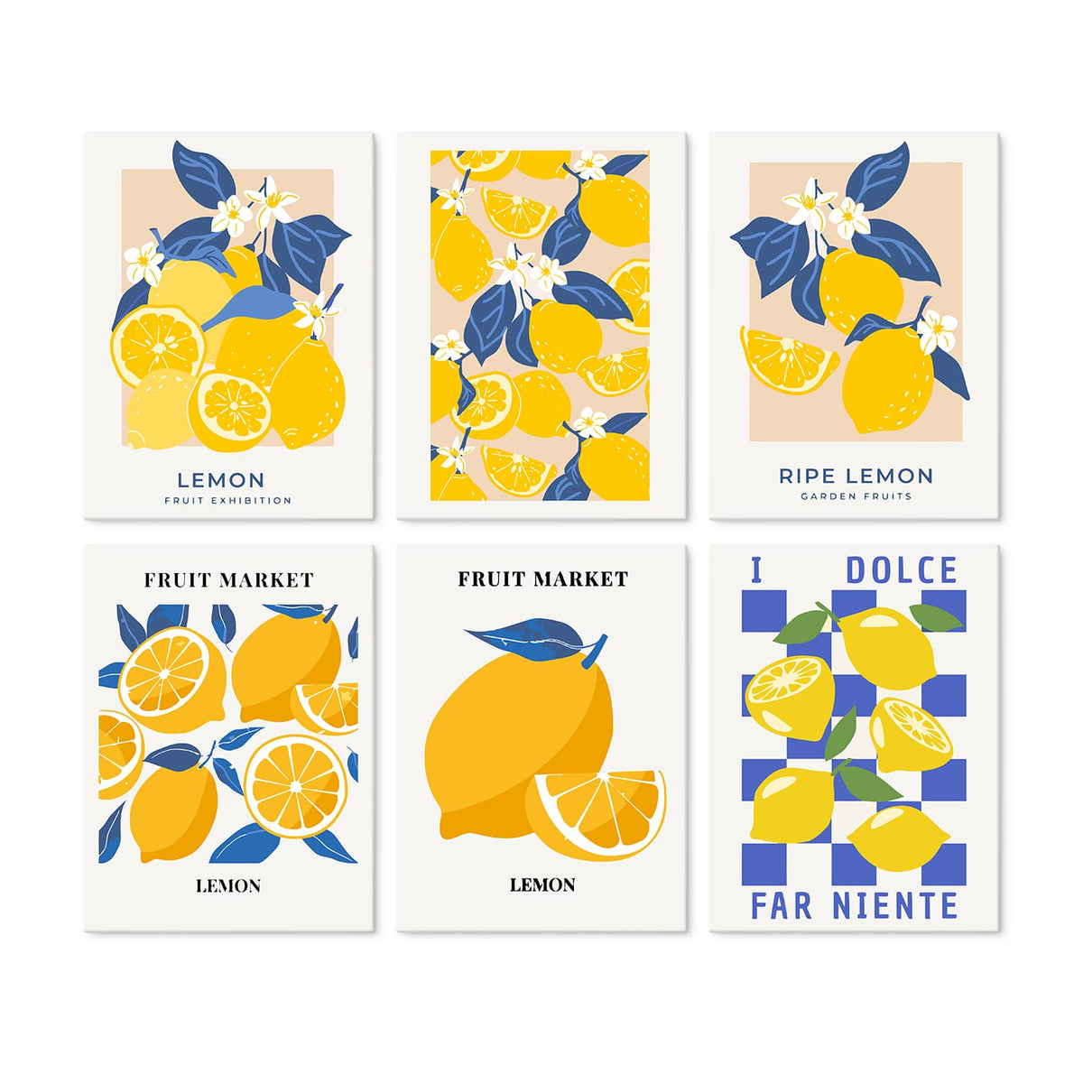 Mini Paint by Numbers Kit - Lemon Dolce ｜6 Canvas Panels