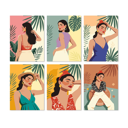 Mini Paint by Numbers Kit – Tropical Muse | 6 Canvas Panels