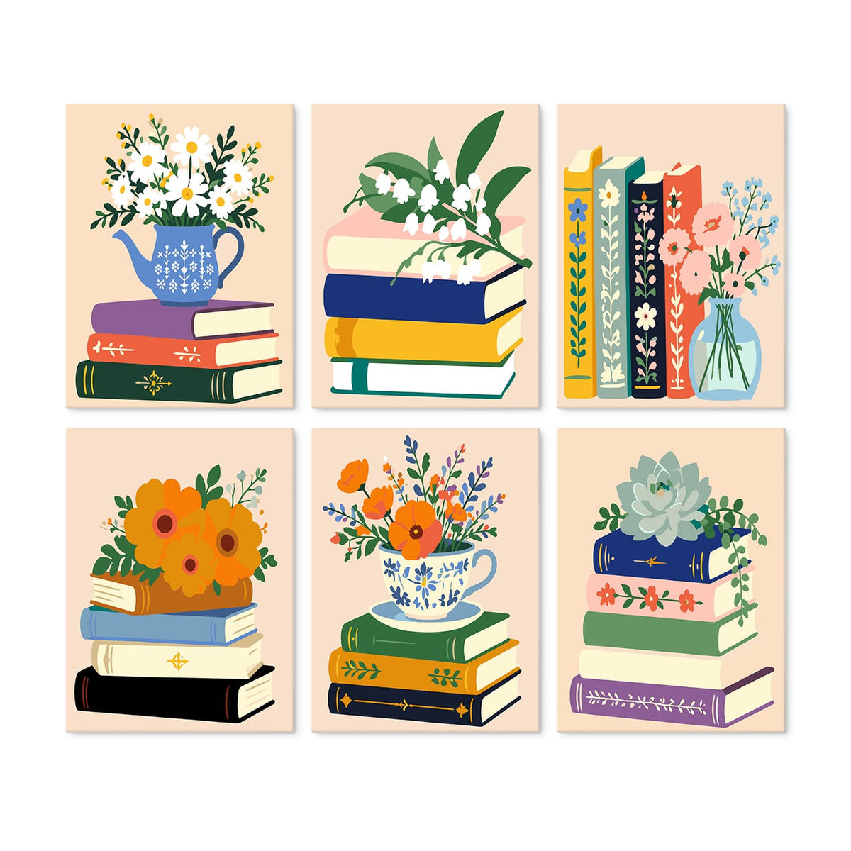 Mini Paint by Numbers Kit – Bloom & Books | 6 Canvas Panels
