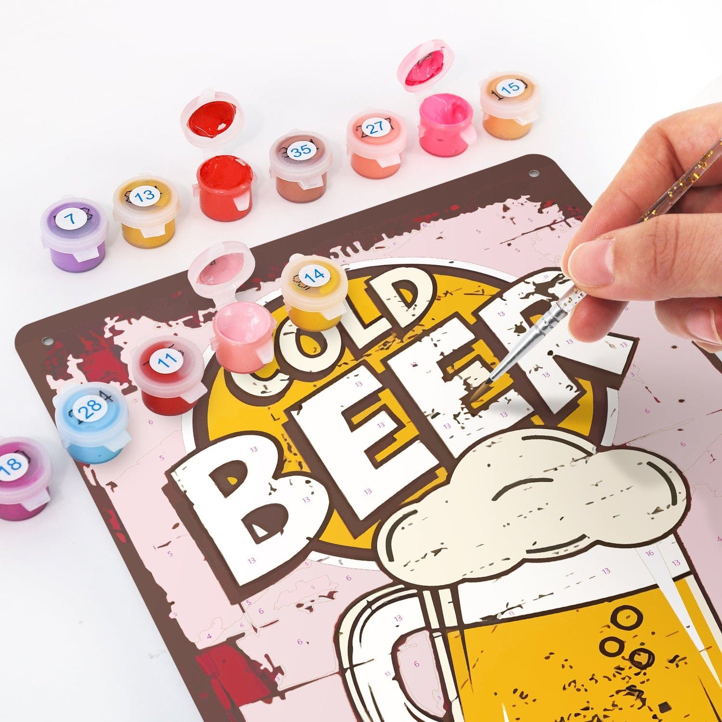 ColourMost™ Metal Bar/Posters Art Paint By Numbers- Cold Beer Classic  #06(20x30cm /7.8"x11.8"）
