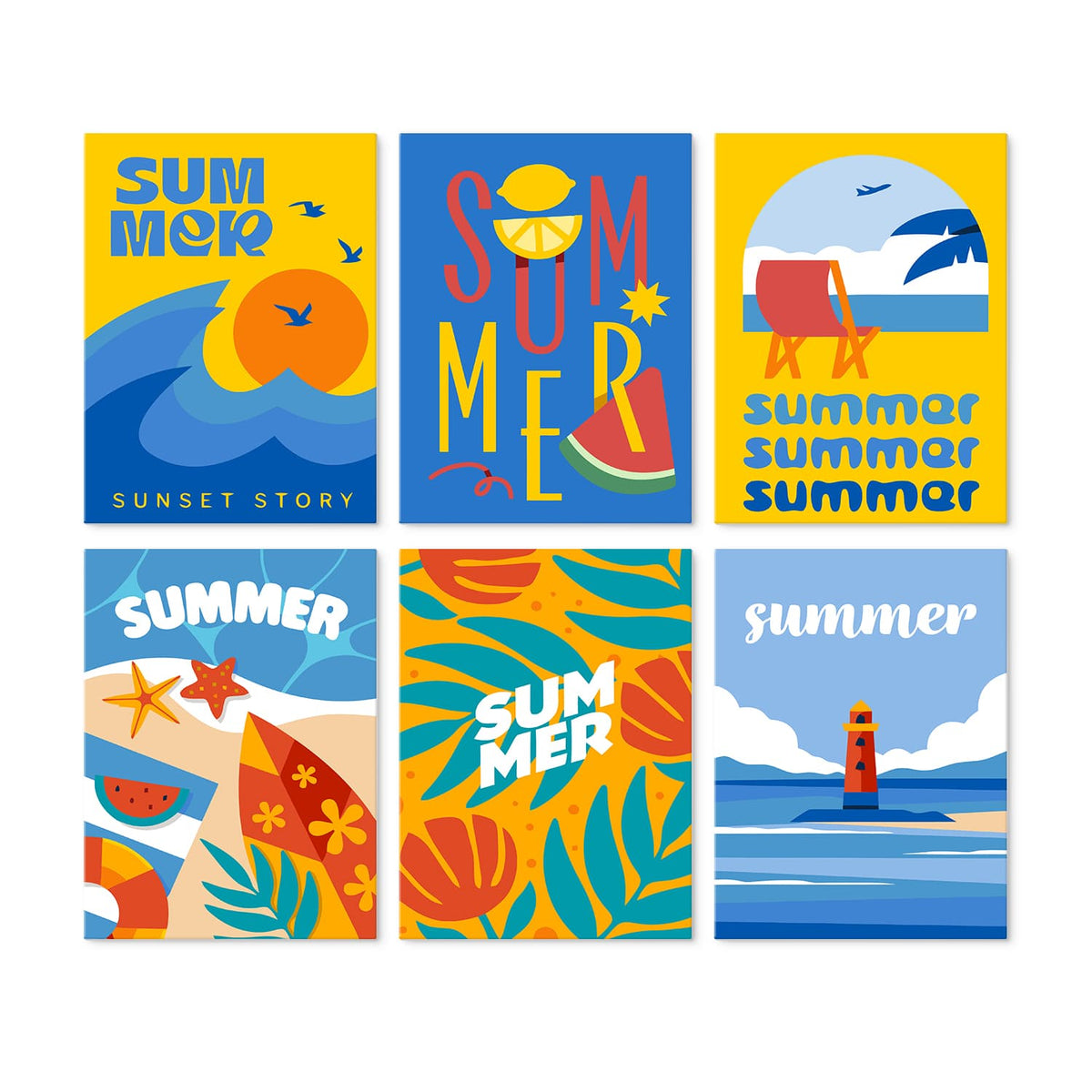 Mini Paint by Numbers Kit - Endless Summer ｜6 Canvas Panels