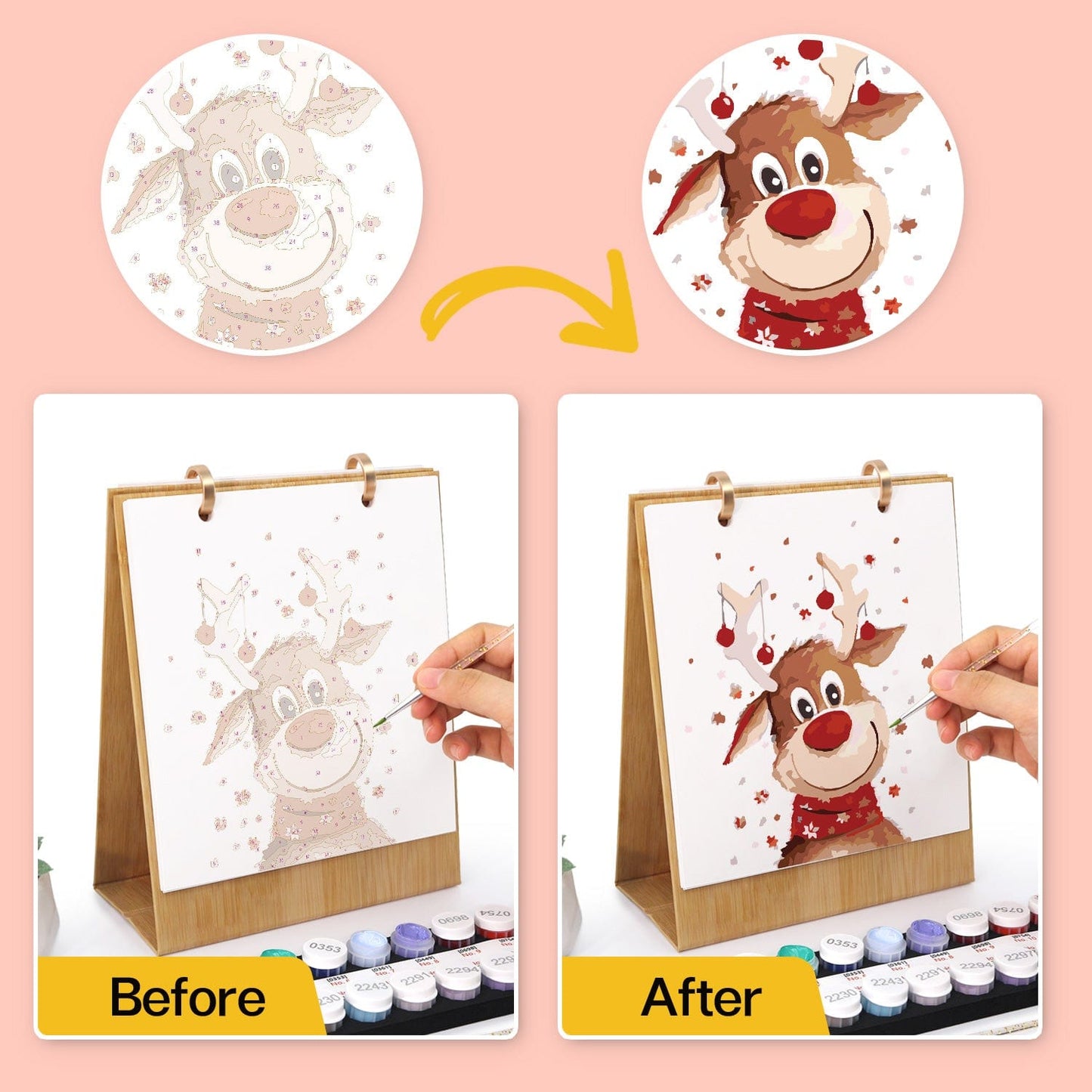 ColourMost™ 2026 Desk Calendar Series –  Christmas theme /Paint by Numbers(18.2cm x 22.5cm)