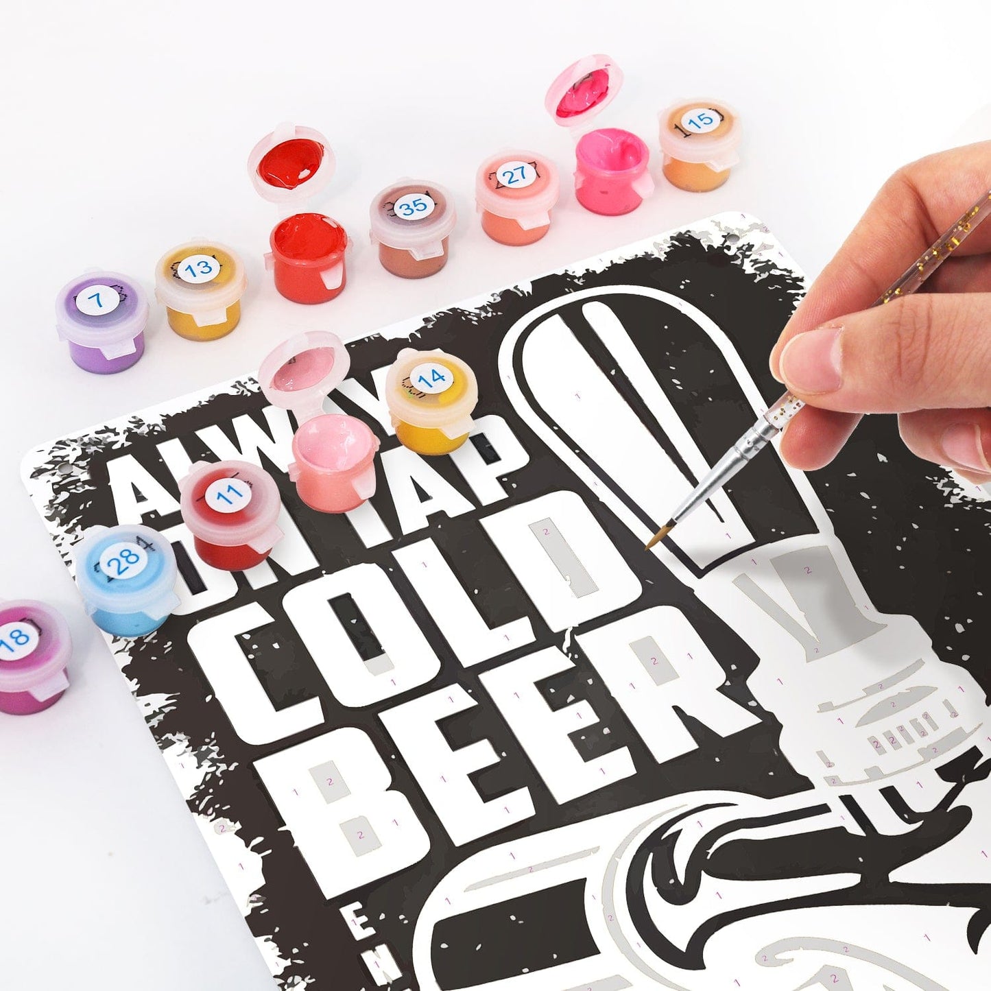 ColourMost™ Metal Bar/Posters Art Paint By Numbers- Cold Beer On Tap #07 (20x30cm /7.8"x11.8"）