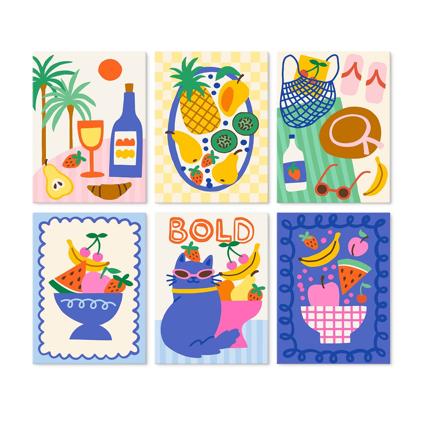 Mini Paint by Numbers Kit - Fruit & Fun ｜6 Canvas Panels