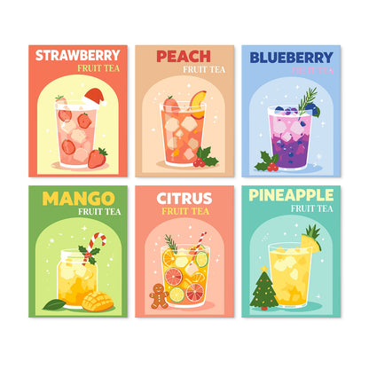 Mini Paint by Numbers Kit - Fruity Sips ｜6 Canvas Panels