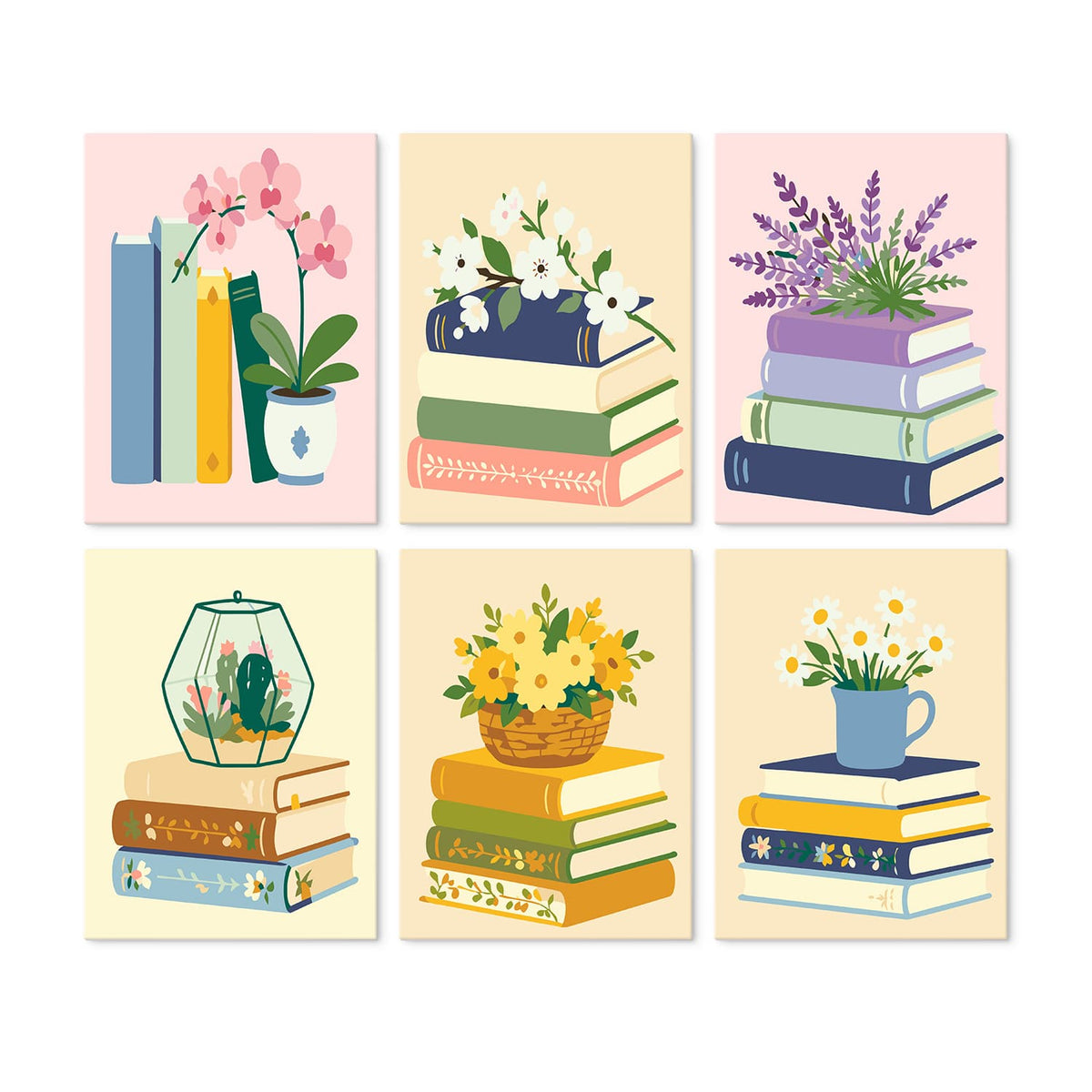 Mini Paint by Numbers Kit - Quiet Blooms ｜6 Canvas Panels