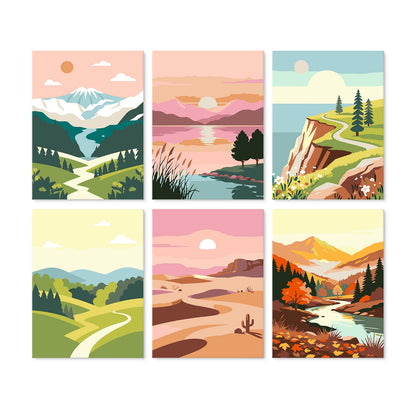 Mini Paint by Numbers Kit - Wander & Wonder ｜6 Canvas Panels