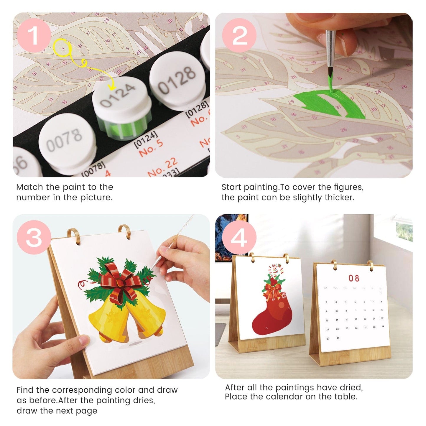 ColourMost™ 2026 Desk Calendar Series –  Christmas theme /Paint by Numbers(18.2cm x 22.5cm)