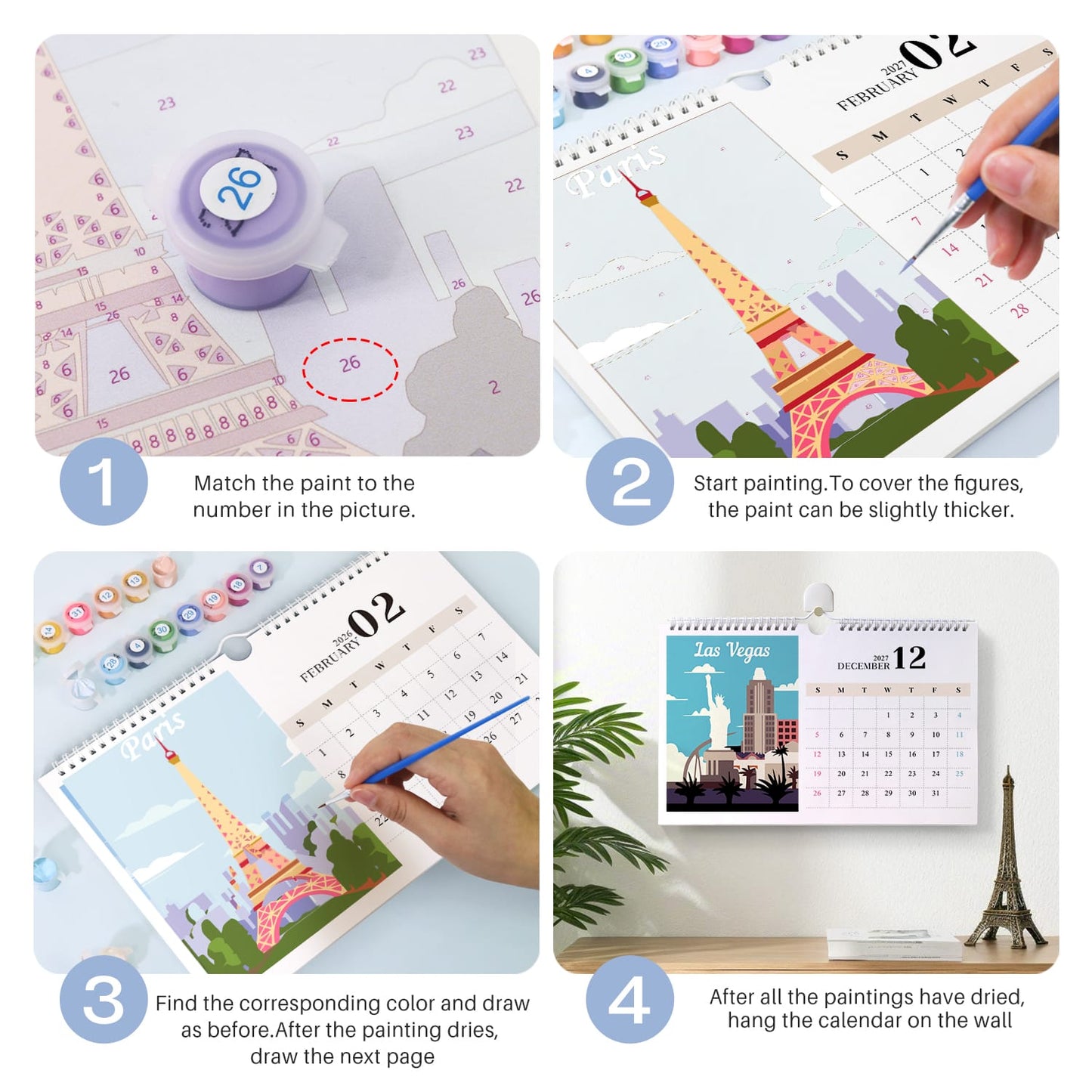 ColourMost™ 2027 Calendar Series – World Scenic Spots / Paint by Numbers(28.3cm x 21cm)