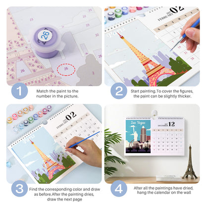 ColourMost™ 2027 Calendar Series – World Scenic Spots / Paint by Numbers(28.3cm x 21cm)