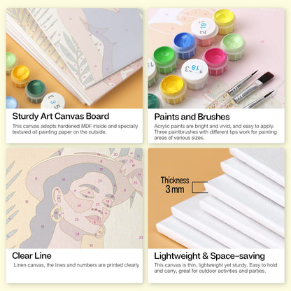Mini Paint by Numbers Kit – Tropical Muse | 6 Canvas Panels