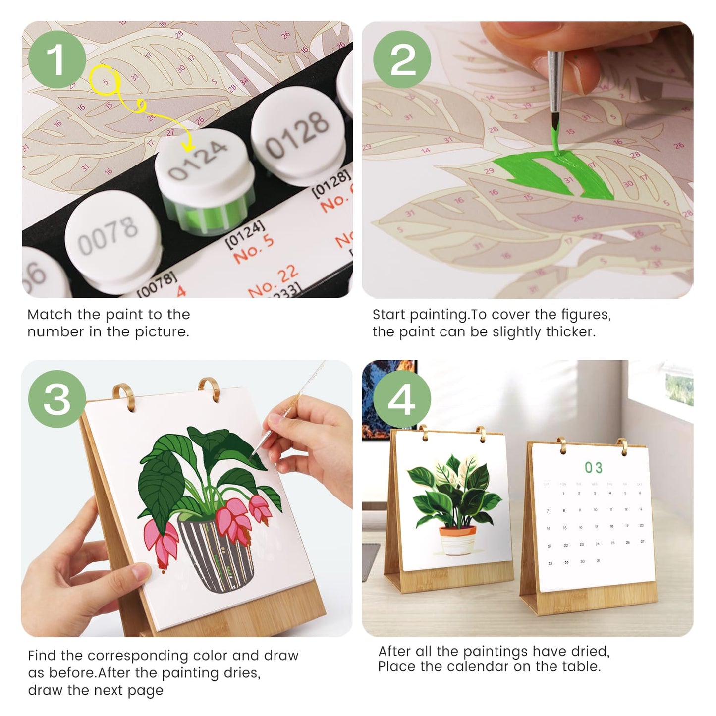ColourMost™ 2027 Desk Calendar Series –  Plants /Paint by Numbers(18.2cm x 22.5cm)