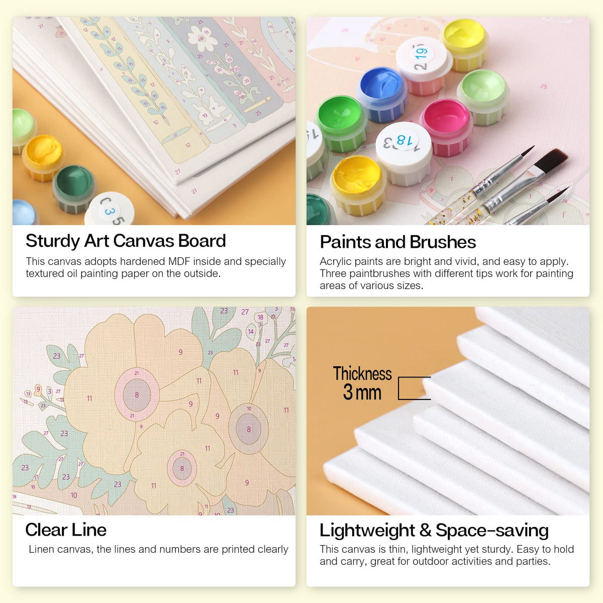 Mini Paint by Numbers Kit – Bloom & Books | 6 Canvas Panels