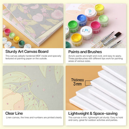 Mini Paint by Numbers Kit - Fruitful Blooms ｜6 Canvas Panels