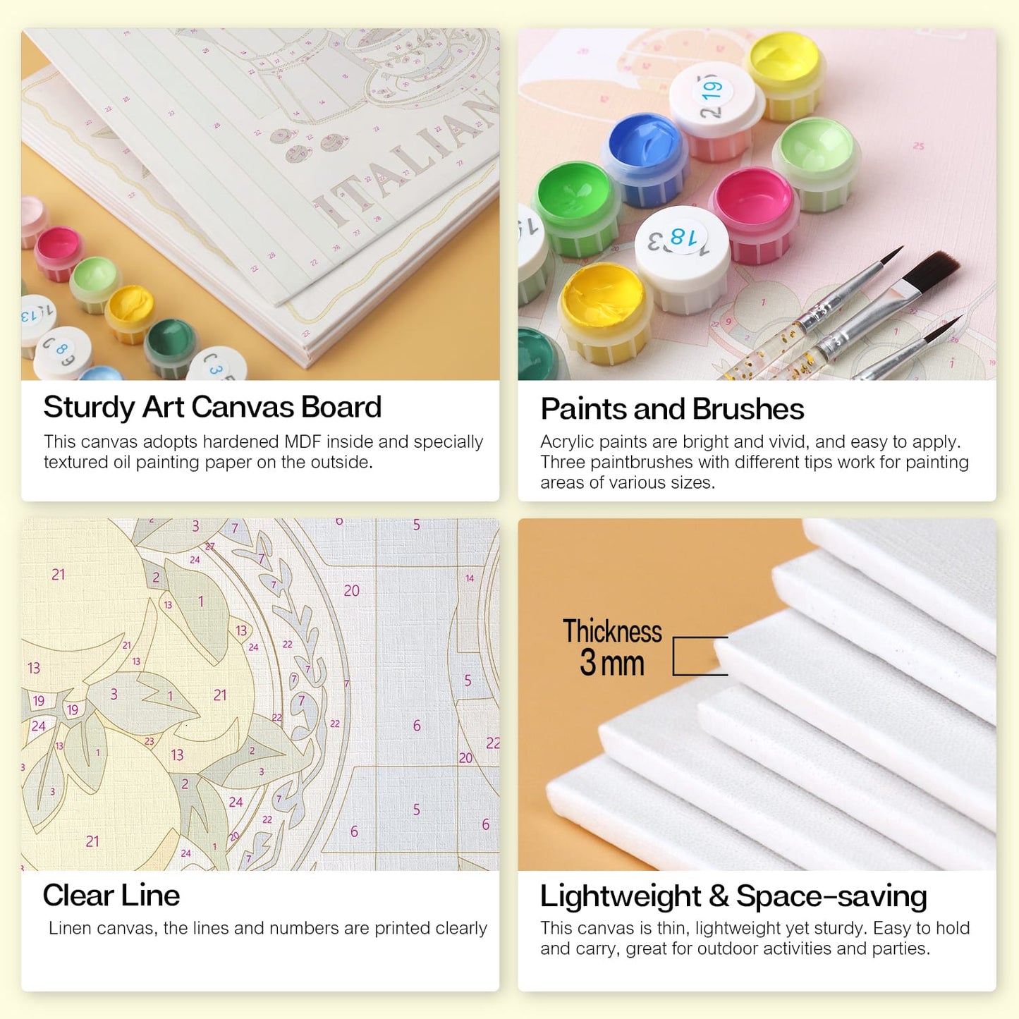 Mini Paint by Numbers Kit - La Dolce Vita ｜6 Canvas Panels