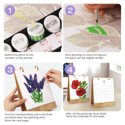 ColourMost™ 2027 Desk Calendar Series –  Flowers /Paint by Numbers(18.2cm x 22.5cm)